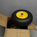 Set of 2-13x5.00-6 Flat Free Yellow Lawn Mower Wheel Assembly - 5/8 Inch Hub