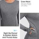 Loovoo Thermal Shirts for Women Long Sleeve Workout Tops Crewneck Fleece Base Layer Running Athletic Tee with Zipper Pocket (Medium, 2-light Grey)