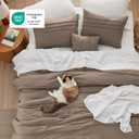 Bedsure California King Comforter Set - 4 Pieces Pinch Pleat Bed Set, Brown Boho Bedding for All Season, 1 Soft Comforter, 2 Pillowcases, 1 Decorative Pillow