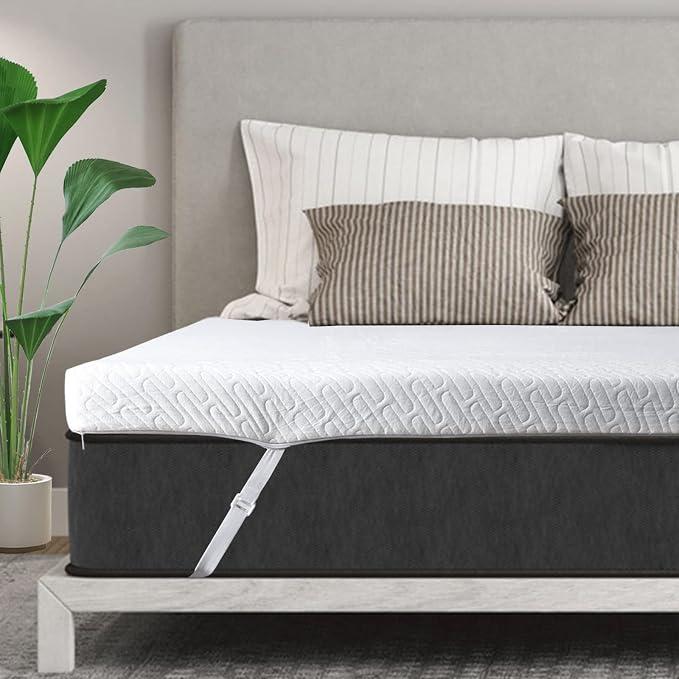 VALUXE 4 Inch Gel Memory Foam Mattress Topper Queen Size High Density Cooling Pad Pressure Relief Bed Topper (with Removable & Washable Bamboo Cover)