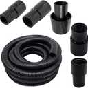 Shop Vacuum Dust Collection Hose Kit,12 Ft Dust Power Tools Hose Kit with 5 Fittings/Attachments for Shop Vacuums,Workshop, Wet/Dry, Fits Multiple Types/Brands of Woodworking Power Tools
