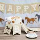 Tatuo 3 Pcs Horse Birthday Banner Party Decorations Derby Racing Horse Banner Paper Bunting Garland Farm Theme Decor for Present Birthday Wedding Party Supplies, Pre Assembled Hanging Decoration