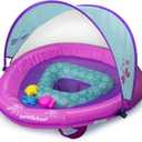 SwimSchool Infant Baby Pool Floats, Free Swimming, Super Buoyant Ages 6-24 Months Multiple Colors/Styles Adjustable Canopies and Seats, Splash & Play Baby Floaties, 36"