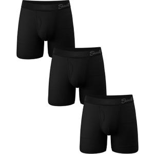 Shinesty Hammock Support Mens Boxer Briefs with Pouch (Large, Black) Pack Of 3