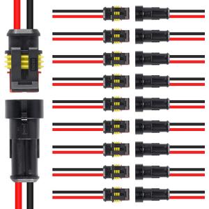 10 Pack 2 Pin Wire Connector 16 AWG Waterproof Automotive Electrical Connectors Deutsch Connector Male and Female Wire Connectors for Car Truck Boat