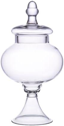 Glass Apothecary Jars with Lid, Clear Glass Candy Jar for Candy Buffet, Decorative Glass Jar for Party, Wedding and Home Decor, Classic Glass Candy Canister (Height: 12.6", Diameter: 6.5")