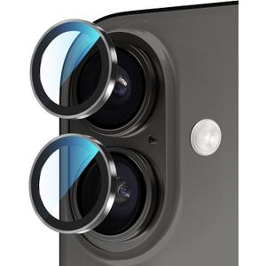 PandaShield 2-Pack Camera Lens Protector for iPhone 17/16/16 Plus, [Anti-Reflection & 98% High Transparency], 9H Explosion-Proof Glass, Anti-Scratch, Easy Installation, Case Friendly, Black