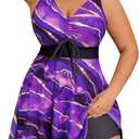 Arolina Plus Size Swimdress for Women High Waisted Tummy Control Tankini Bathing Suits Two Piece Swimsuits with Boyshorts (Flower28)
