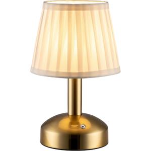 KDG Modern Cordless Small Table Lamp, Portable LED Fabric Shade Desk Lamps, 5000mAh Rechargeable Battery Operated Lighting for Bedroom, Bedside, Bar, Living Room, Dining Room, Night Light(Gold)