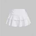 Women's Drawstring Bow Side Mini Skirts Tiered Layer Ruffle Elastic Waist Y2K Coquette Short Skirts (White, M)