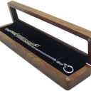 Walnut Wooden Transparent Lid Long Rectangular Necklace Gift Box Storage Case Jewelry Display Box for Anniversary Propose Christmas