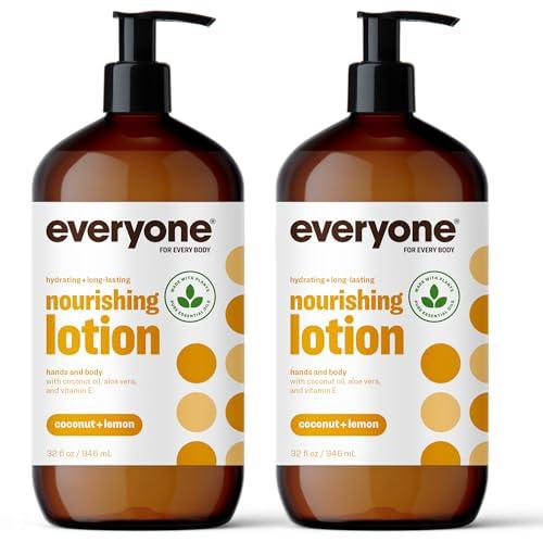 Everyone 2-in-1 Lotion for Hands/Body, 32 ounce (Pack of 3) Coconut and Lemon made with Essential Oils for Men and Women
