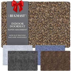 Premium Microfiber Indoor Door Mat  32"x48" Washable Entry Mat, Non-Slip, Waterproof Backing, Super Absorbent, Low Profile Entryway Doormat for Indoor Entrance (Dark Brown/Black/Beige/ White Fibers)