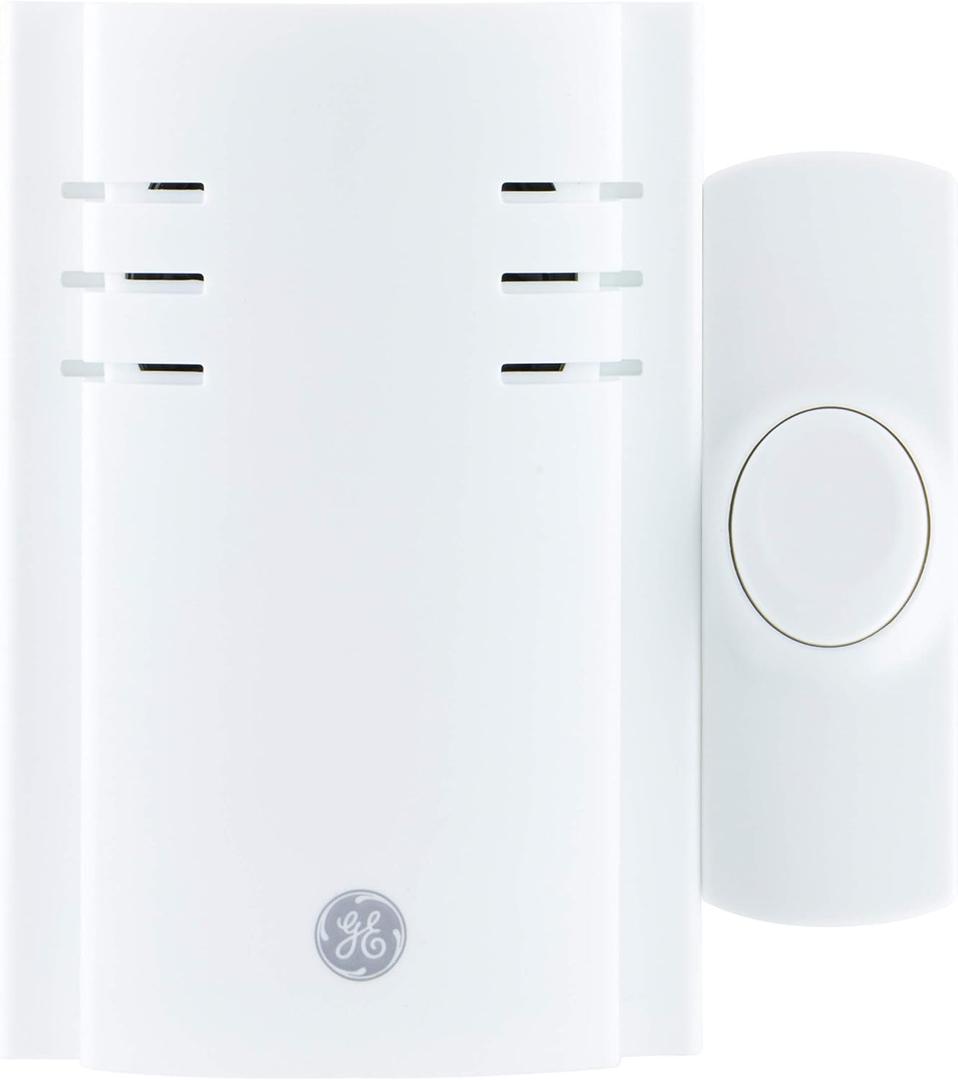 GE Wireless Doorbell Kit,Plug-In Receiver,1 Push Buttons Door Bell,8 Melodies Doorbell Chime,4 Volume Levels,Classroom Doorbell,150 Ft Range,White,19299