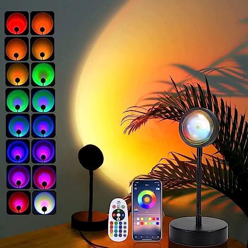 Sunset Lamp Projector Led Lights for Bedroom Night Light RGB Lights Sun Sunlight Sunrise Lamp Rotation Mood Lighting Home/Room Decor Christmas Gifts for Women,Desktop Multicolor