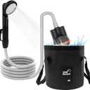 Portable Shower Camping Shower, Outdoor Camp Shower Pump with 5 Gallons Collapsible Bucket, Rechargeable Shower Battery Powered Handheld Shower Head kit for Camping, Beach Washing, Pet Cleaning