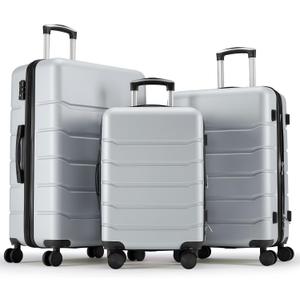 OLIXIS 3-Piece Luggage Set, Carry On Suitcases with Spinner Wheels, Expandable Travel Luggage with TSA Approved Lock & ABS Hard Shell, Light Grey, 20/24/28 Inch
