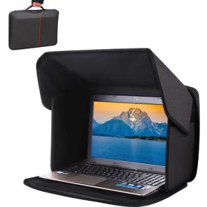 Portable Laptop Sun Shade Foldable Laptop Privacy Shield Blocks Sunlight Working Outside,Computer Anti Glare Shield Privacy Hood Case Fits 12-14in(Patent Pending)