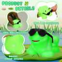 Halloscume 36 Pack Rubber Frogs Squeak and Floating Mini Glow in The Dark Frogs with Glasses Cute Swimming Bathtub Toy for Spring Party Favor