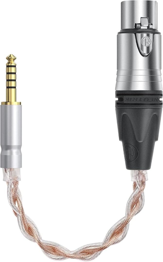 GEEKRIA 4.4mm Balanced Male to 4-Pin XLR Balanced Female Headphones Audio Adapter Cable, OCC Copper Silver Plated Upgrade Cord, Compatible with Amplifiers, Microphones (20cm/8'')