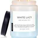 M&SENSE Spring Scented Candle, Jasmine Clean Cotton Soy Wax Large 19.4oz 110 Hour Long Lasting Burning Non Toxic Organic Natural 2 Wick Relaxing Jar Candle for Women (White Lazy)