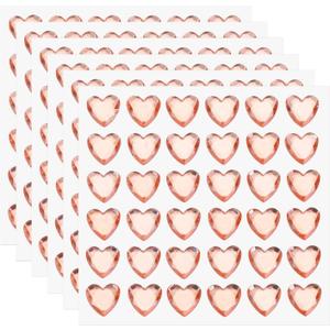 MECCANIXITY 216 Pcs Heart Rhinestone 10mm Self Adhesive Gems Stickers Jewelry Stickers for Jewelry Making, Valentine Makeup, DIY Crafts, Orange
