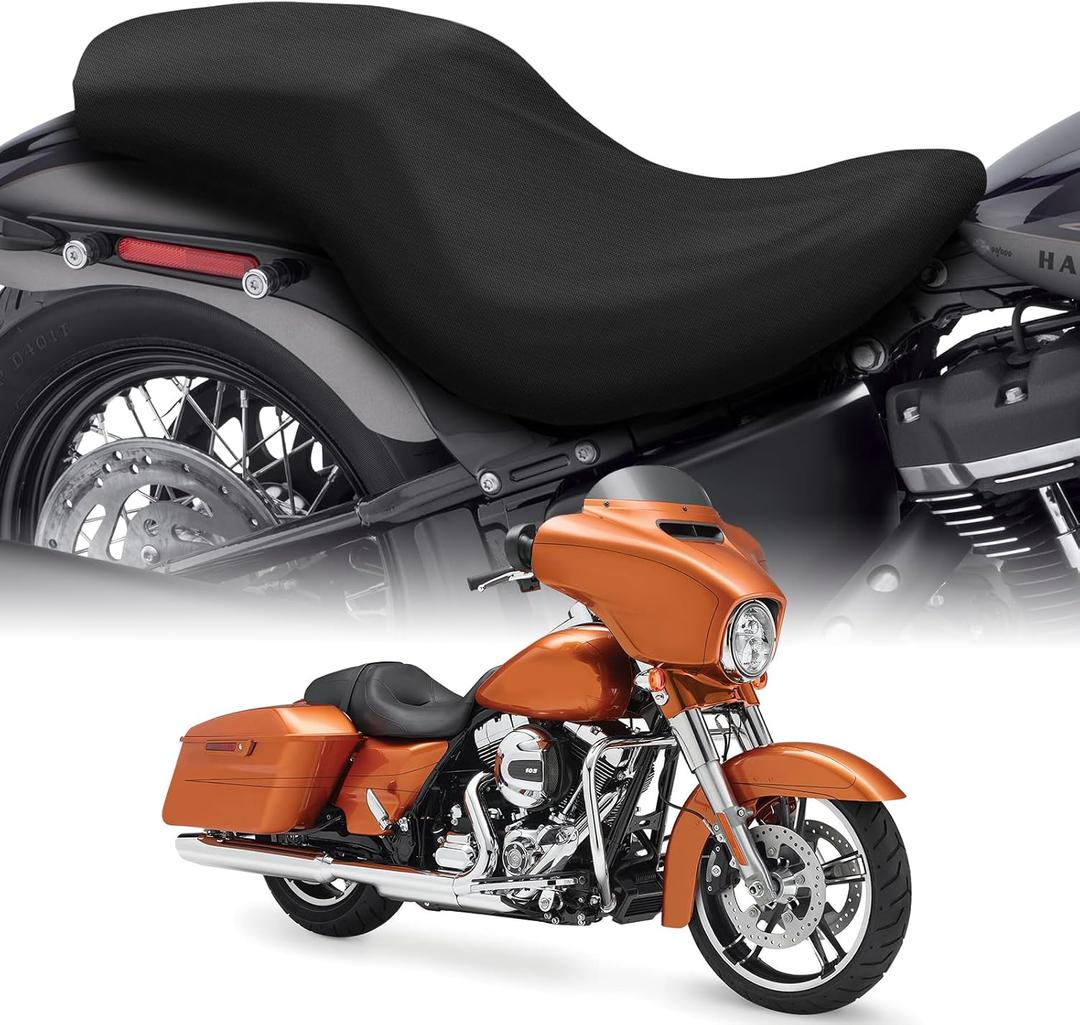 SAPUBK Waterproof Motorcycle Seat Rain Cover Compatible with Harley Davidson Touring Street Glide Road King Electra Glide Road Glide(Two Up Seat Without Driver Backrest) for Snow Rain Dust Protection