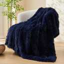 GONAAP Fuzzy Faux Fur Throw Blanket Dark Navy Super Soft Cozy Plush Fuzzy Shaggy Blanket for Couch Sofa Bed (Dark Navy, Throw(50"x60"))