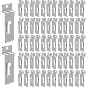 100 Pack Utility Notch Hook, Metal Slatwall Picture Hanger, Silver Gridwall Utility Hooks Display Wall Hook for Photo Frame Painting Arts Center Grid Panel