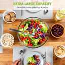 Greentainer Large Glass Salad Bowl with Stainless Steel Fork and Spoon, 144OZ Salad Serving Bowl for Kitchen, 4.5QT Glass Mixing Bowl for Cooking, Baking, Prepping, Dishwasher & Microwave Safe