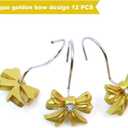 Gold Bow Shower Curtain Hooks Rings Bow Knot Decorative Shower Curtain Hooks Cute Resin Hanger for Bathroom Metal Sparkle Art Decor 12 PCS