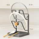 Kitchen Pot Lid Storage Rack, Double Layer Pot Lid Organizer Rack & Holder While Cooking, Metal Pot Lid Stand with Spoon Rest and Removable Drip Tray, Space-Saving Design (Gray, 2)