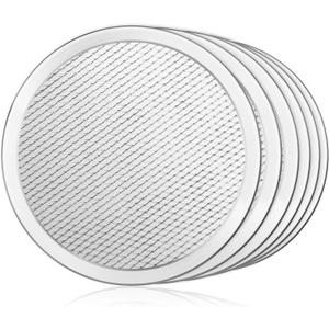 New Star Foodservice Restaurant-Grade Seamless Aluminum Pizza Baking Screen, 8 Inch, Pack of 6 (Silver)