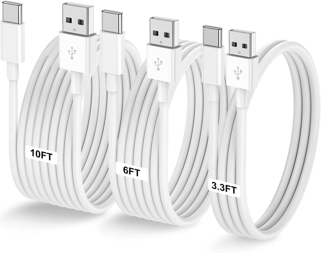 3-Pack [10FT+6FT+3.3FT] USB A to USB C Cable Car Carplay Cable for iPhone Air 17 16e 16 15 Pro Plus Pro Maxfor Galaxy S25/S24, for iPad Pro/Air/mini, for MacBook Pro/Air and More
