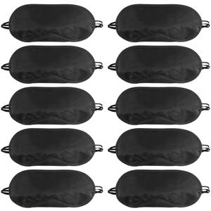 NICEMOVIC 10 Pcs Blindfold Sleep Eye Masks for Party Games Adults Couples Travel, Individually Wrapped Eye Covers with Nose Pad and Elastic Strap, Sleeping Mask for Kids Men Women (Black)