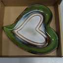 Ceramic Spoon Rest for Stove Top, Heart Cute Spoon Rest for Kitchen Counter, Cooking Spoon Holder for Kitchen Counter, Utensil Rest Spatula Rest Ladle Holder Tong Rest (Retro Grass Green)