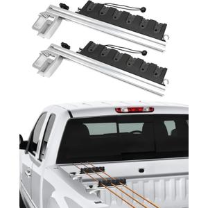 Truck Bed Fishing Rod Holder, Adjustable Aluminum Clamp on Rod Holder, Can Hold 6 Fishing Rods, Compatible with Truck Bed or Boat Pickup Truck Bed