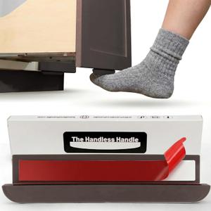 The Handless Handle  Hands-Free Garbage Drawer Foot Pull Handle, Touchless Opener for Drawers, Bins, & Cabinets (Brown, 1 Pack)