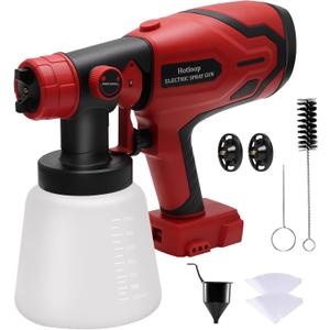 Paint Sprayer for Milwaukee M18 18V Battery, Cordless HVLP Paint Sprayers for House Painting Stain Sprayer for Fence, Furniture, cabinets, Walls, etc. (Battery NOT Included) (RED)