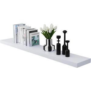 WELLAND 48 inch White Mission Floating Shelves for Wall, Bathroom and Bedroom, Modern Display and Book Shelves, Kitchen (47 1/4" x 9 1/4" x 2")