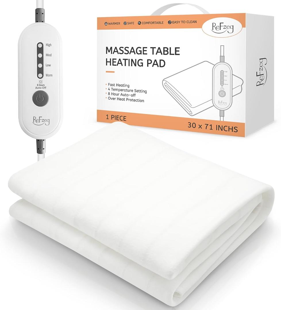 Massage Table Warmer Heating Pad Professional SPA Massage Bed Warmer with 4 Heat Settings, 8 Hour Auto-Off and Overheat Protection for Massage Bed & Spa, 30" x 71"