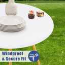 2 x Moosfor Round Spandex Tablecloth, Elastic Fitted Waterproof Tablecloths for 18"-24" Tables, Stretch Washable Picnic Table Cover for Camping, Dining, Indoor and Outdoor, White