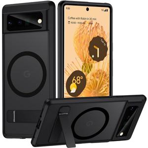 TIANNIUKE Magnetic Case for Google Pixel 6 Pro, Compatible with MagSafe,Adjustable Kickstand,Translucent Matte Anti-Fingerprint,Shockproof Protective Phone Case for Pixel 6 Pro Case (Black)