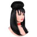 5 x Women Short Long Wig and Styled Bun with Red Lace Necklace for Beetle Lydia Deeta Cosplay Halloween Party Wear (Long)