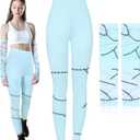 Suhine 2 Pcs Halloween Costume Accessories for Women Light Blue Sleeves Halloween Leggings for Halloween Cosplay Favor Christmas Costume Party Dress Up Supply Size XL