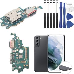 Dock Connector for Samsung Galaxy S21 5G Charging Port Flex Cable Replacement for Samsung S21 5G G991U/G991W USB Charger Dock Board Connector with Tools (Black)