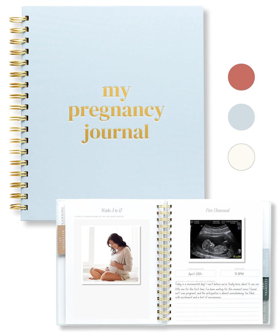 Lamare Pregnancy Journal for First Time Moms  Hardcover Pregnancy Planner & Diary  Pregnancy Gift for First Time Moms  Keepsake with Prompts & Photo Slots (Blue)