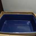 IRIS USA Cat Litter Box XX-Large Open Top with High Sided Walls Tall Scatter Shield Scoop Included Easy Clean Plastic Pan for Big Cats Kittens Multi-Cat Households 30"L x 20"W x 14"H Navy