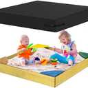 Yexcend Sandbox Cover, 800D Oxford Cloth Waterproof Outdoor Square Sand Box Cover for Kids, Protect Sandbox Sand and Toys(Black,72" X 72" X 8")