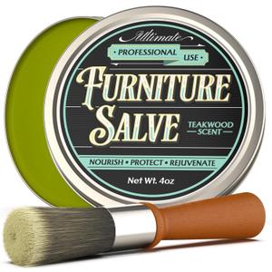 Furniture Salve for Leather - Polisher, Moisturizer, and Restorer for Couches and Furniture - Conditioner for Leather, Wood, and Vinyl - Repair Salve with Brush - 4oz